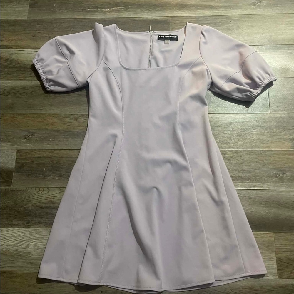 Karl Lagerfeld Lavender Puff Sleeve Mini Dress